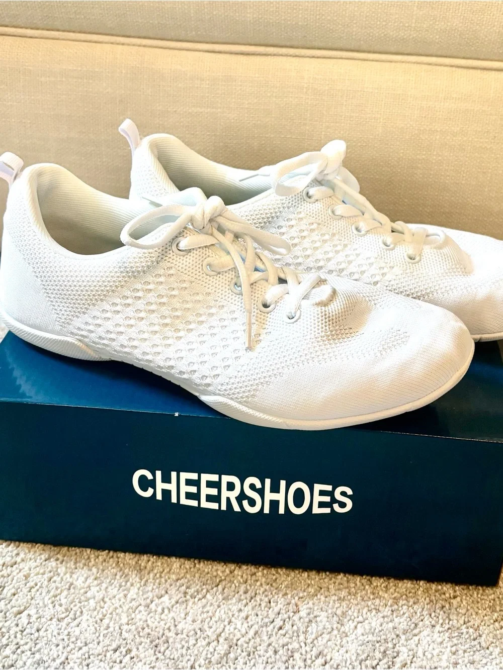 CHEERSHOES White Knit Athletic Cheer Shoes - Comes With Original Drawstring Bag